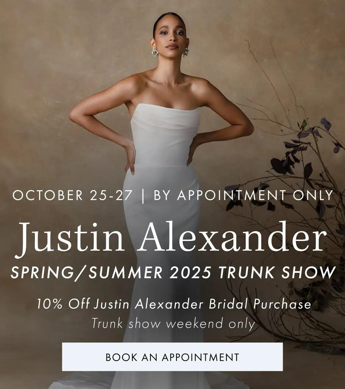 Justin Alexander Trunk Show Mobile Banner